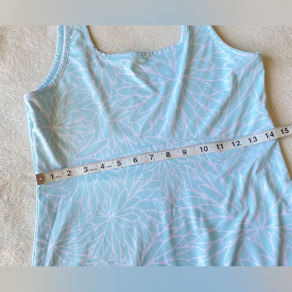 Columbia PFG Aqua Blue Floral Print Tank Dress UPF 50 Moisture Wicking Freezer - Picture 12 of 14